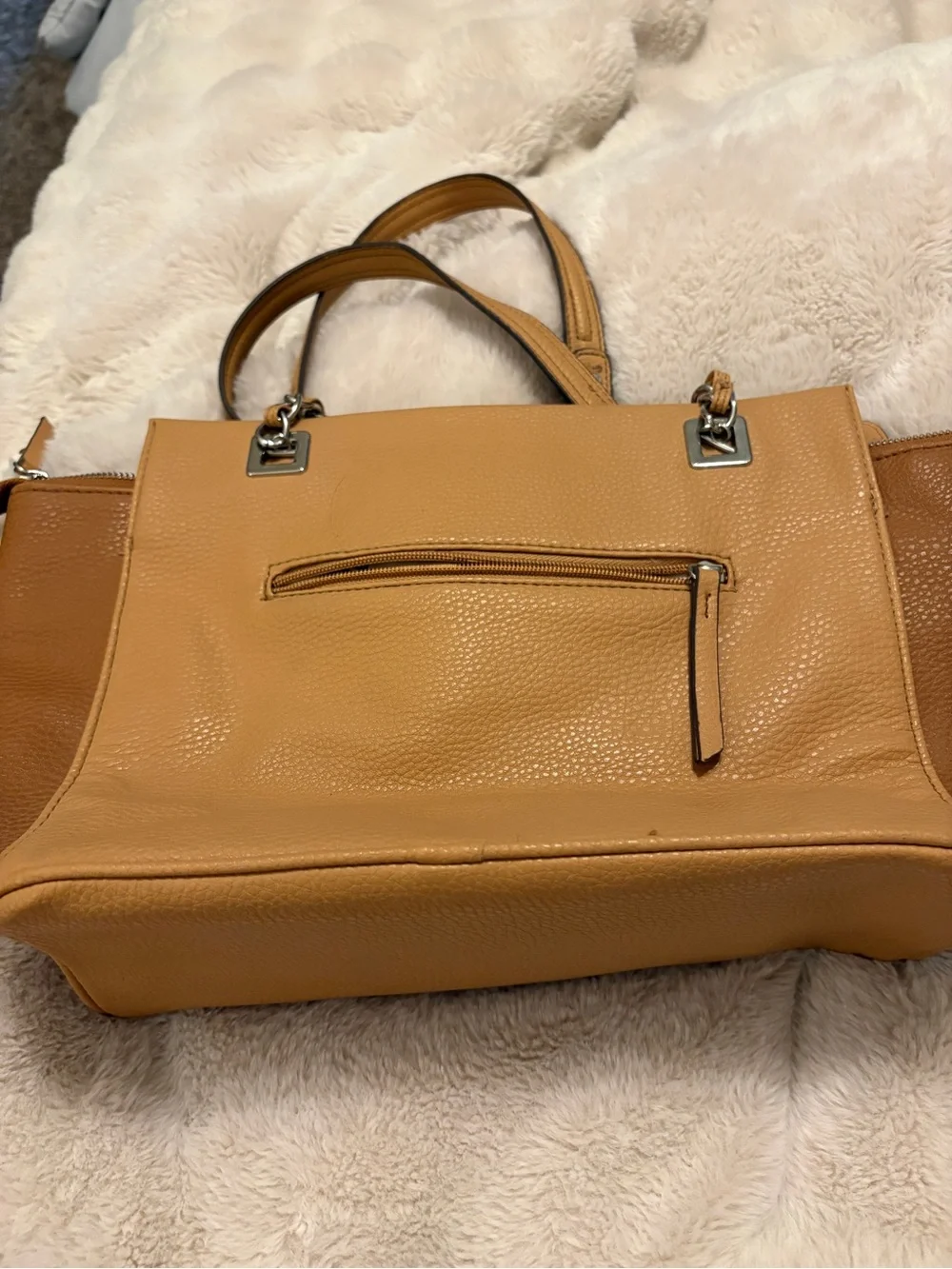 Jessica Simpson Mustard Leather Chain-Handle Tote